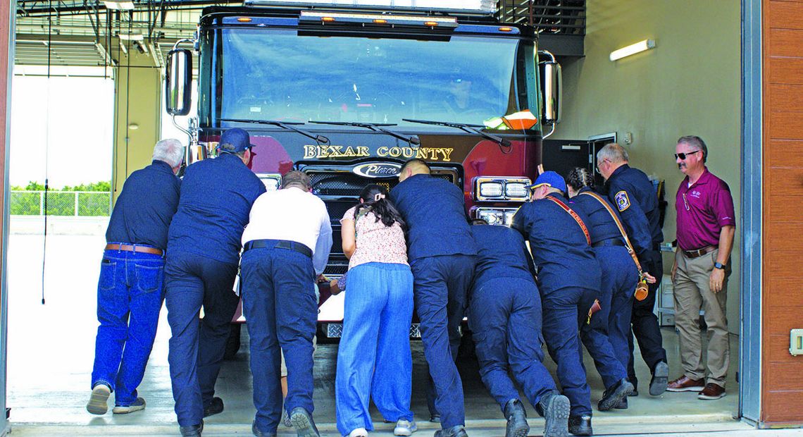 ESD 4 welcomes new trucks with time-honored ‘push’ tradition