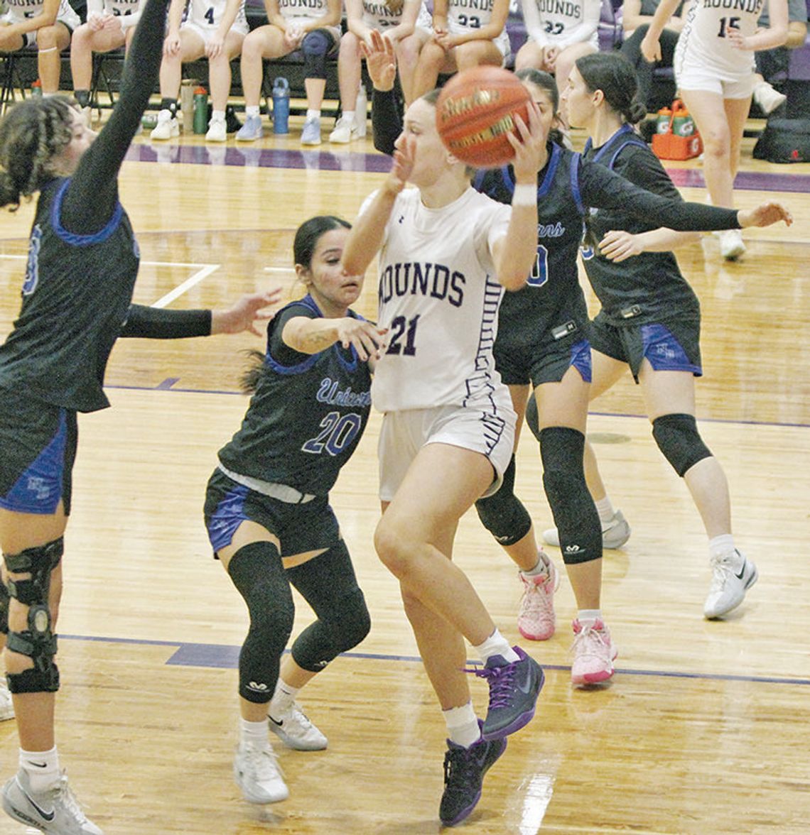 Lady Hounds roll to big win to close out first round of district