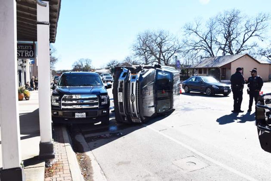 Pickup sideswipes vehicles before flipping