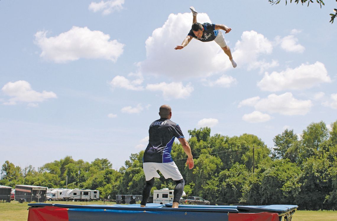 Trampoline act goes above, beyond to entertain fairgoers