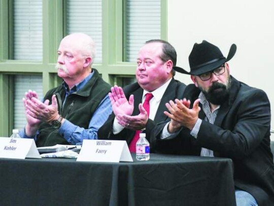 Republican candidates for the Precinct 2 justice of the peace position are, from left, Dave Neighbor, Jim Kohler and William Faery. All three participated in The Star’s candidate forum last Wednesday at Kronkosky Place. Star photo by Sarah Lyons