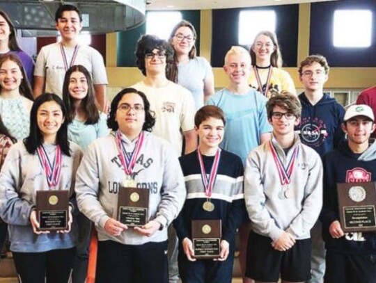 Members of the Boerne High School 2022 UIL Academic District Team are, from left, front row: Piper Litonjua, Carys Thaxton, Katelyn Merritt, Mylea Verastegui, Lukesh Hornick, Joseph Walsh, James Tom, Jack Rowe, Kiana Vallante and Amber Clark. Second row: Gabriela Betancourt, Jocelyn Decker...