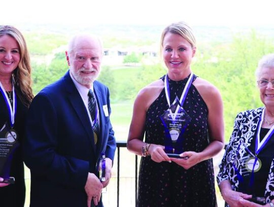 Individuals honored by the Boerne Independent School District on Friday are, from left, Distinguished Alumni Class of 2022 inductees Rachel Seewald, Joseph A. Bergmann and Michelle Beadle and 2022 Benefactor Award recipient Carol Mathews. Not pictured is inductee Robert Bradley. Star photo...