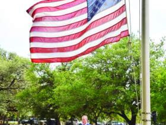 Retired Brigadier General Erik Torrey gave his remarks during the VFW ceremony at Boerne City Cemetery. Star photo by Keith E. Domke  