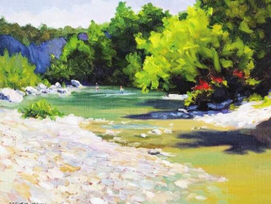 Steven Harris, “English Crossing on a Summer Day,” oil; Helotes Gallery, Helotes.