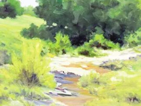 Steven Harris, “Runoff after the Rain,” oil; Helotes Gallery, Helotes.