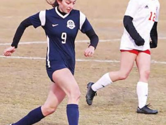 Geneva’s Sam Doran and the rest of the girls soccer team tied with girls basketball for the most points earned by an Eagles athletic team in this year’s Henderson Cup standings. The Eagles were 15th in the state in the final TAPPS 5A standings. </br> Photo by Wendi Griffey 