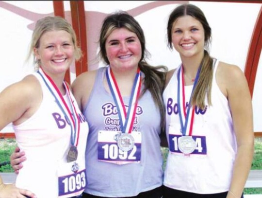 Boerne high track members Ashley Clingman, Tori Adams and Kendall Lemm all earned medals at this year’s 4A state track and field meet in Austin.