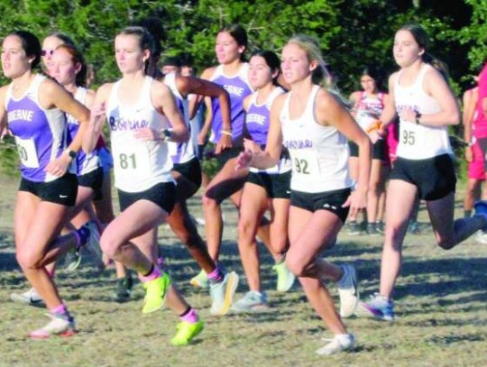 Members of the Champion, Boerne High and Geneva girls cross country teams leave the starting line at Saturday’s race. </br> Star photos by Kerry Barboza 