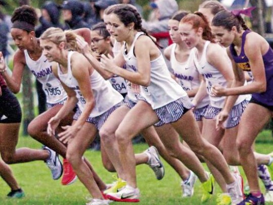 The Boerne High girls team leaves the starting line at last Friday’s 4A state cross country meet in Round Rock. </br> Star photo by Kerry Barboza