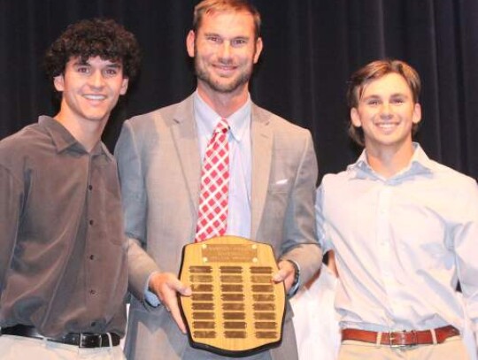 Coach Alan Ford presented this year’s Gladiator Award to Evan Bates and Jared Wingo.