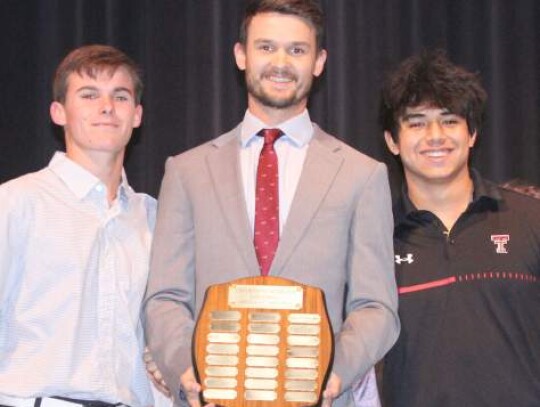 Coach Cody Lancaster handed out the Spirit Award to Pryce Hammond and Anthony Ortiz.