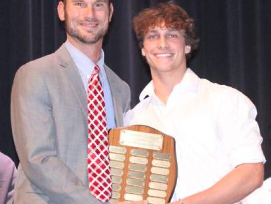 Coach Alan Ford handed out the Most Valuable Special Teams Player Award to Sawyer Bolli.