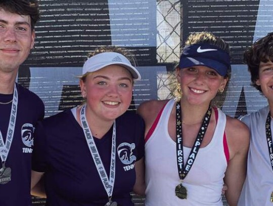 In mixed doubles, the team of Braxton Fleck and Addison Day played teammates Lleyton Mabrito and Katelyn Mc-Laughlin in the finals at Northside.