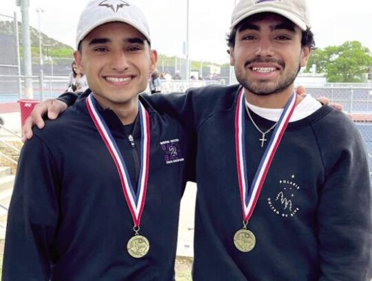 Sam Gonzales and Jess Gonzales at the district tourney where they took 1st in boys doubles. </br> Submitted photos