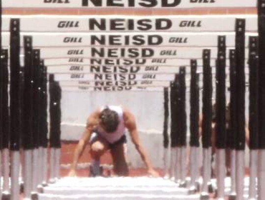 Champion’s Addison Hankins gets ready to leave the starting block during the 100 hurdles where she finished third. </br> Star photo by Kerry Barboza