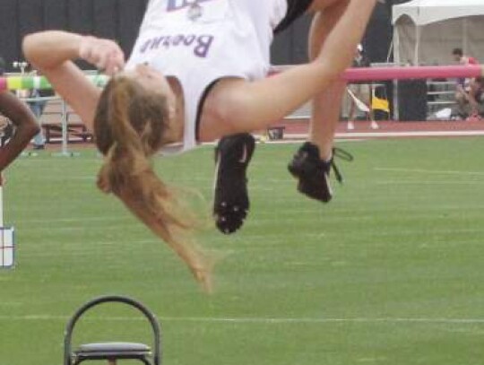 BHS’s Kendall Lemm competes in the 4A high jump at state on Thursday morning. Members of Boerne Champion competed on Friday.