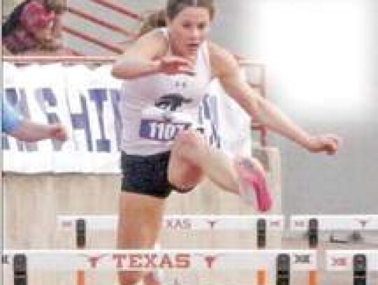 Charger Kendall Fallon races in the 300 hurdles in Austin at last week’s state meet. </br> Star photo by Kerry Barboza