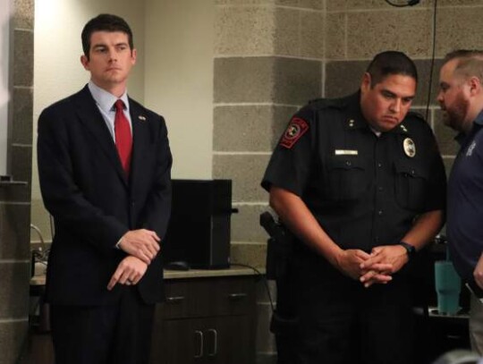 Kendall County District Attorney Nicole Bishop, Boerne Police Chief Steve Perez and Assistant DA Nick Socias, who is prosecuting the Spiller case, attended a press conference Tuesday, urging any potential victims to contact BPD or Bishop’s office. Photo