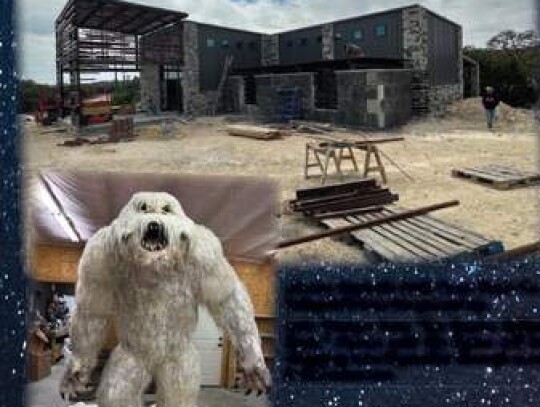 Above: Darkside Brick Oven Pizza Co. being built from the ground up. Left: Wampa from 'The Empire Strikes Back.' Hawes said this figure will be dragging Luke Skywalker through snow in the restaurant. Photos courtesy of Michael and Denise Hawes.