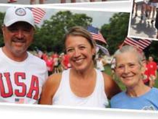 Frank Bartell and his wife, Juliann, trained for a month prior to the Flag Run 5K in Boerne. They joined Brenda Powers in a pre-race discussion at the July 4 event.