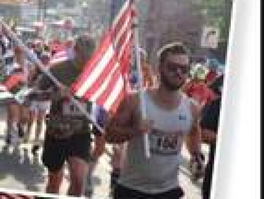 Above: Gavin Chapa (center) leads the pack away from the starting line during the fourth annual Flag Run 5K on July 4 in downtown Boerne. Chapa was the run’s overall winner in a time of 16:23. Photos by Jeff B. Flinn