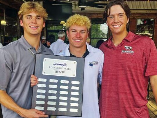 Boerne High’s (l-r): Cam Johnson, Landon LeStourgeon and Xander Cloudy shared the Team MVP Award.