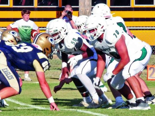 Geneva School of Boerne lines up against Harper during last week’s scrimmage to close out preseason. The Eagles open the season Friday in Katy. </br> Star photo by Kerry Barboza